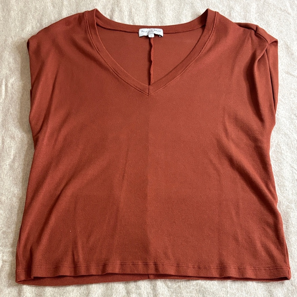 Michael Stars Rust Ribbed Short Sleeved Top Women’s M